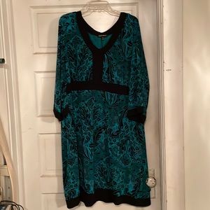 Fashion Bug teal and black dress